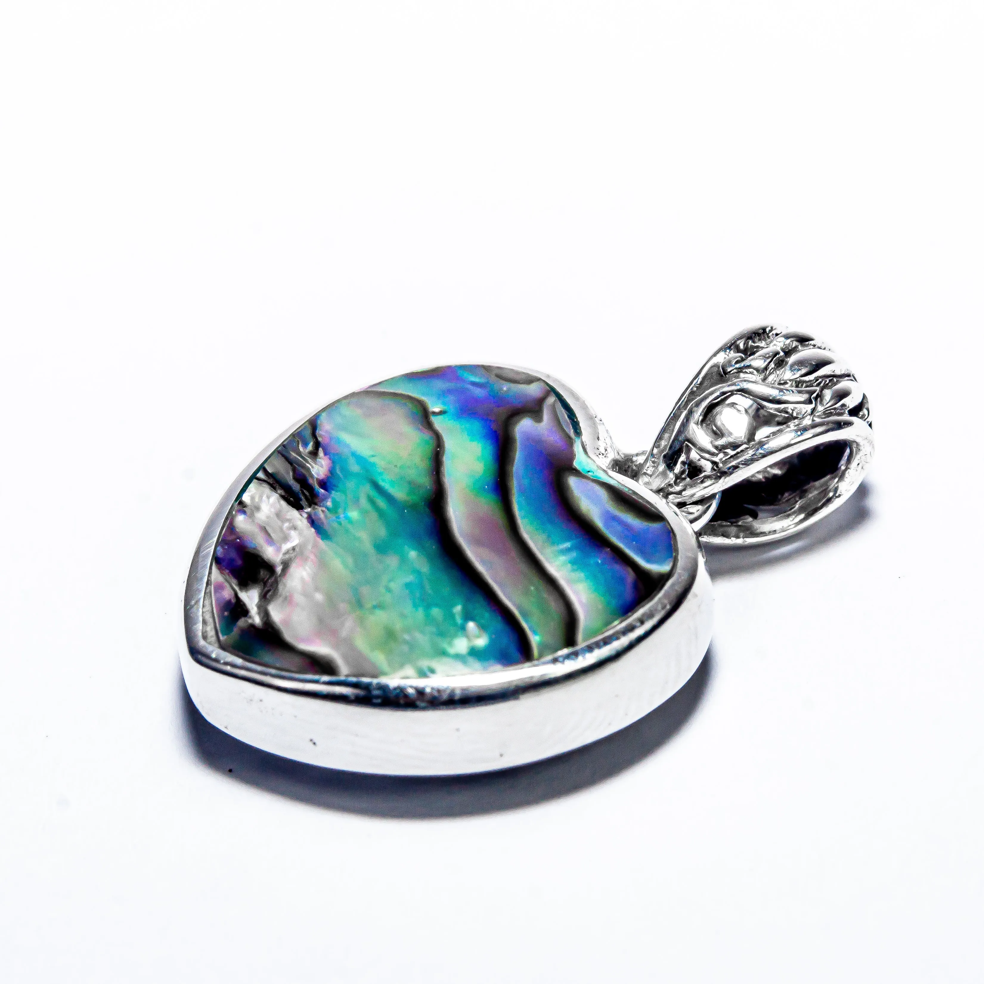 Enchanting Bali Handmade Reversible Heart Pendant in Abalone Shell