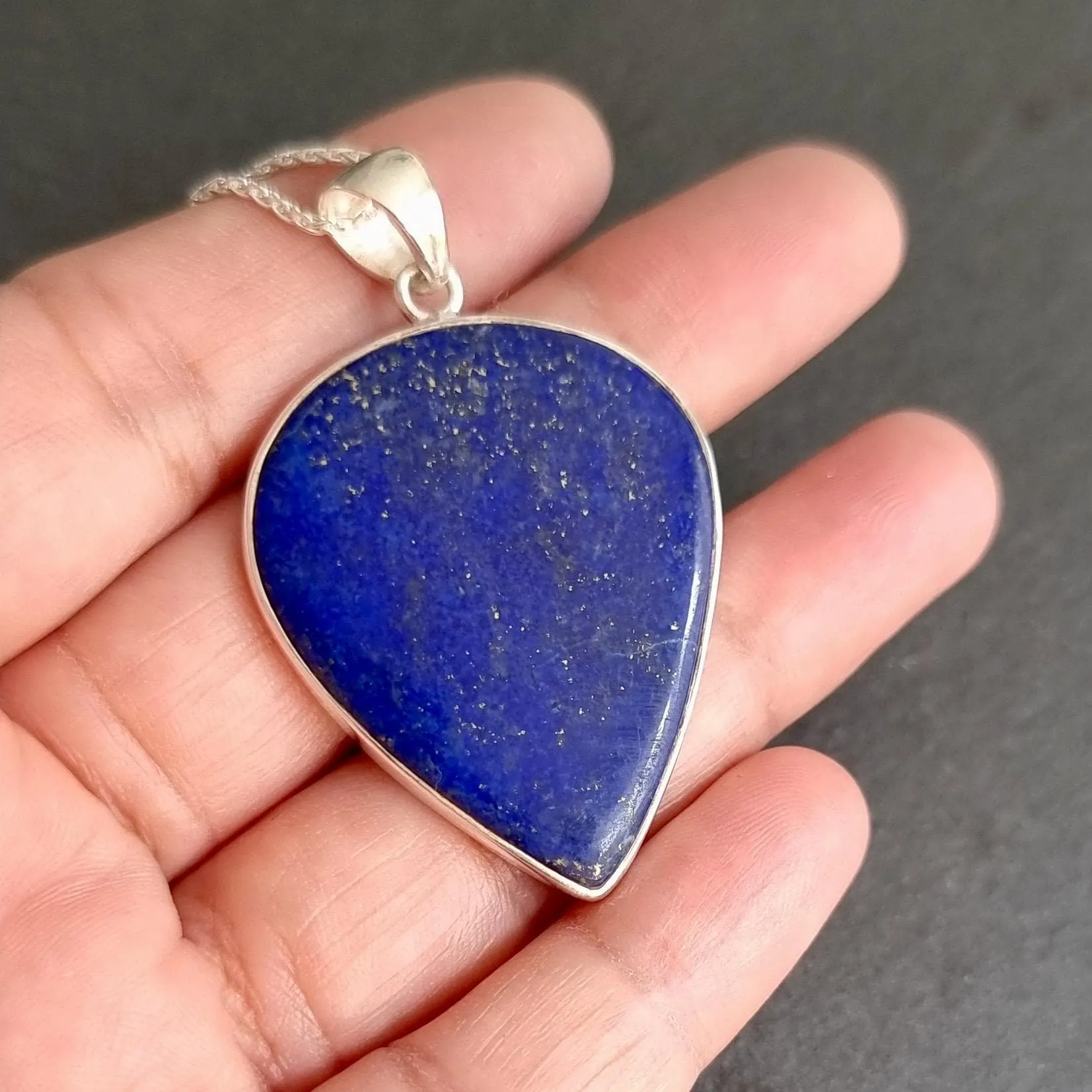 Exquisite Heart Lapis Lazuli 925 Sterling Silver Pendant, LLP7