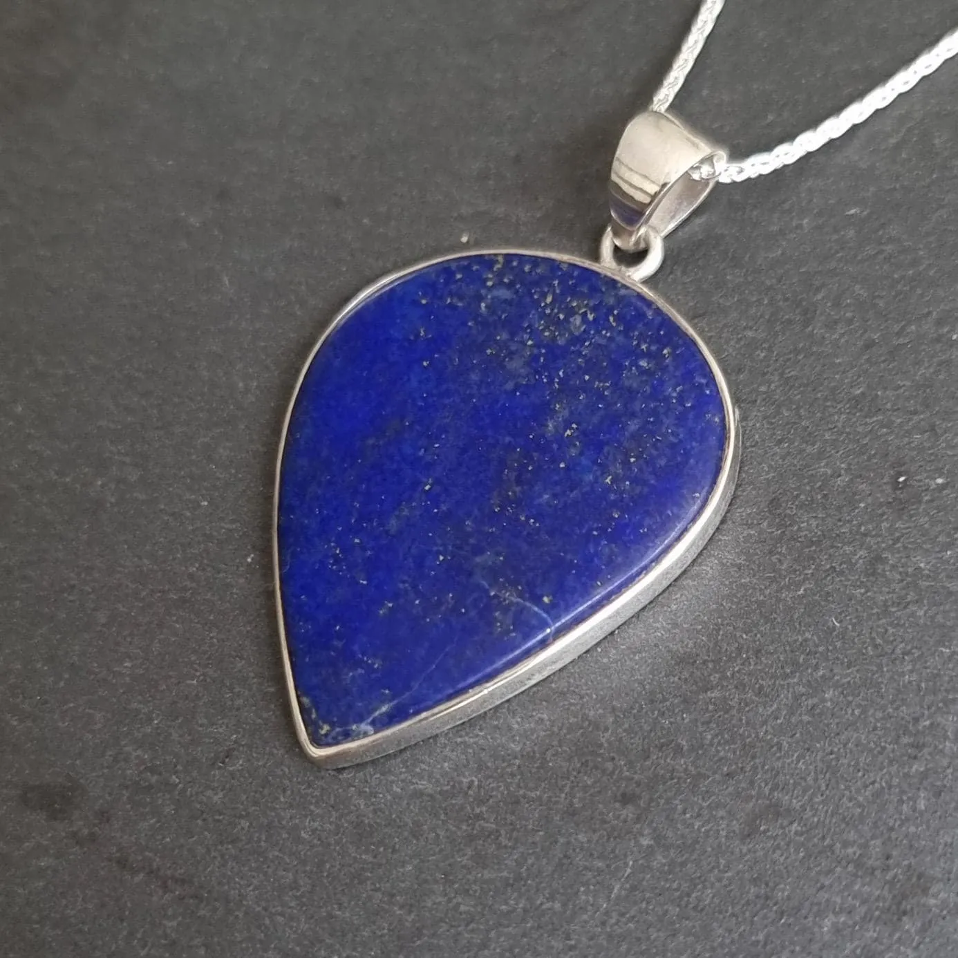 Exquisite Heart Lapis Lazuli 925 Sterling Silver Pendant, LLP7