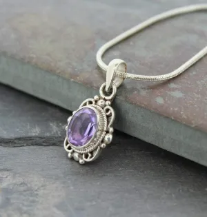 Exquisite Sterling Tibetan Amethyst Pendant