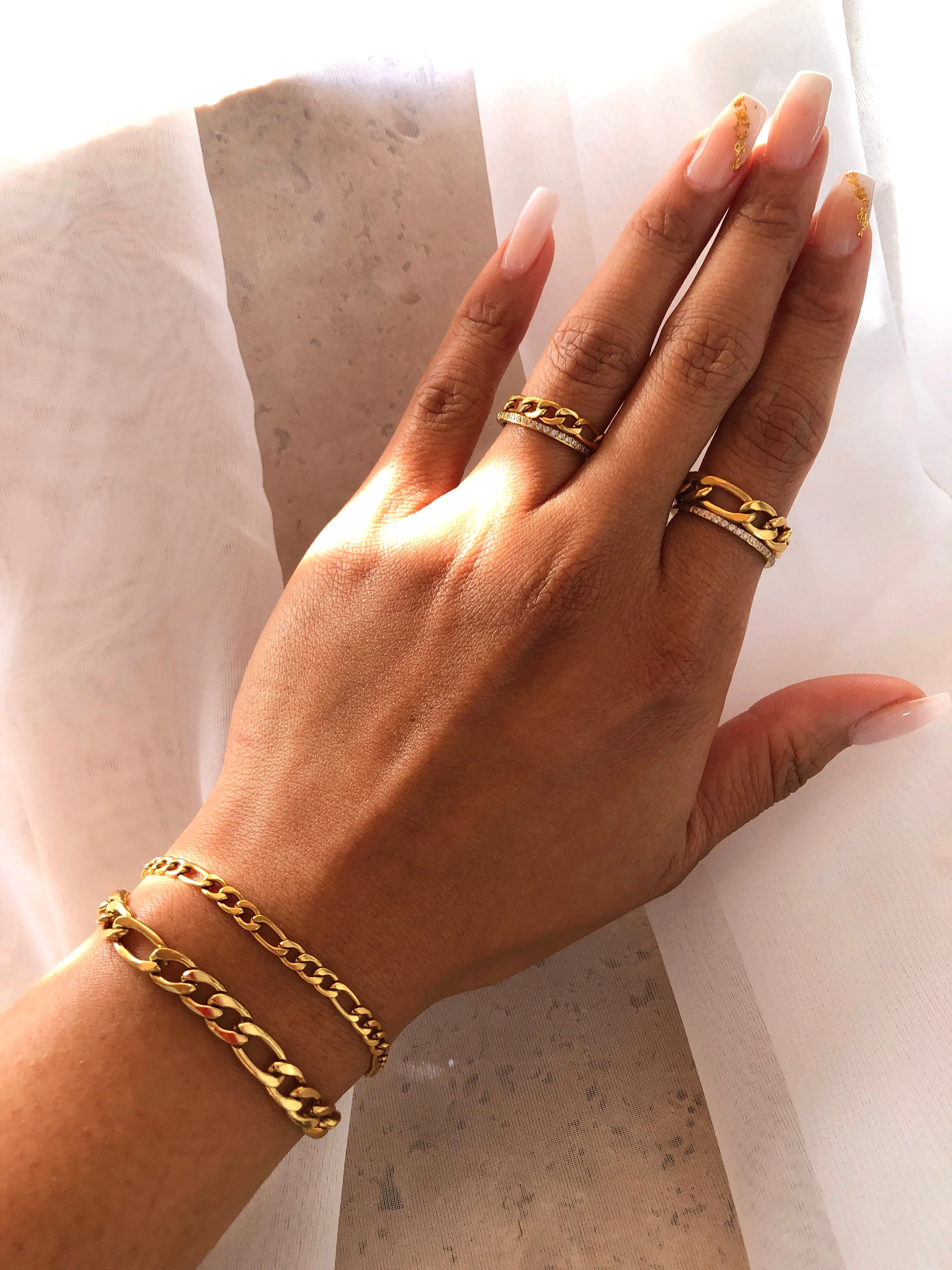 Figaro Chain Ring - 4mm | 18k Gold Plated