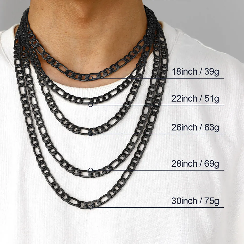 Figaro Link Chain Necklace for Men Boys, 3/5/8/12MM Wide