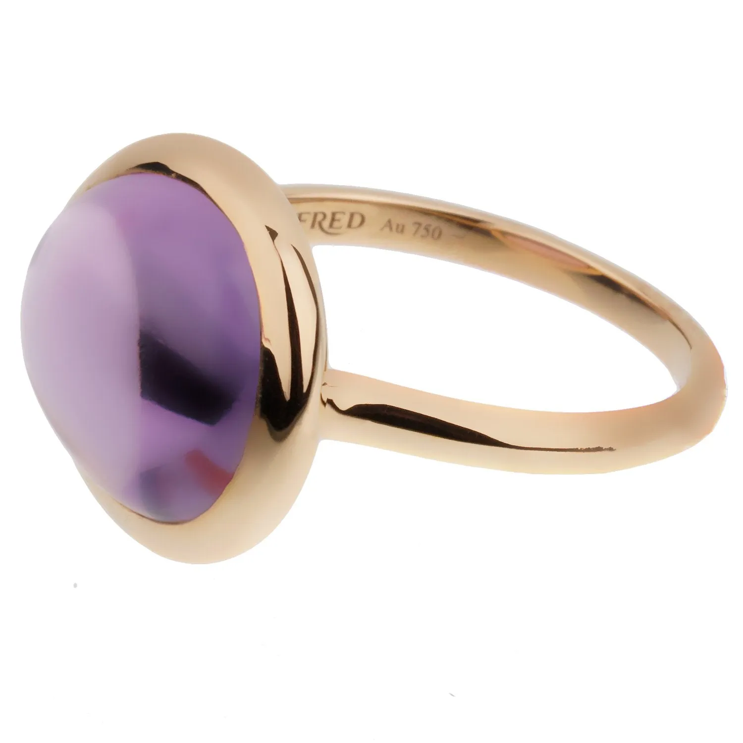 Fred of Paris 7ct Amethyst Cabochon Rose Gold Cocktail Ring Size 6
