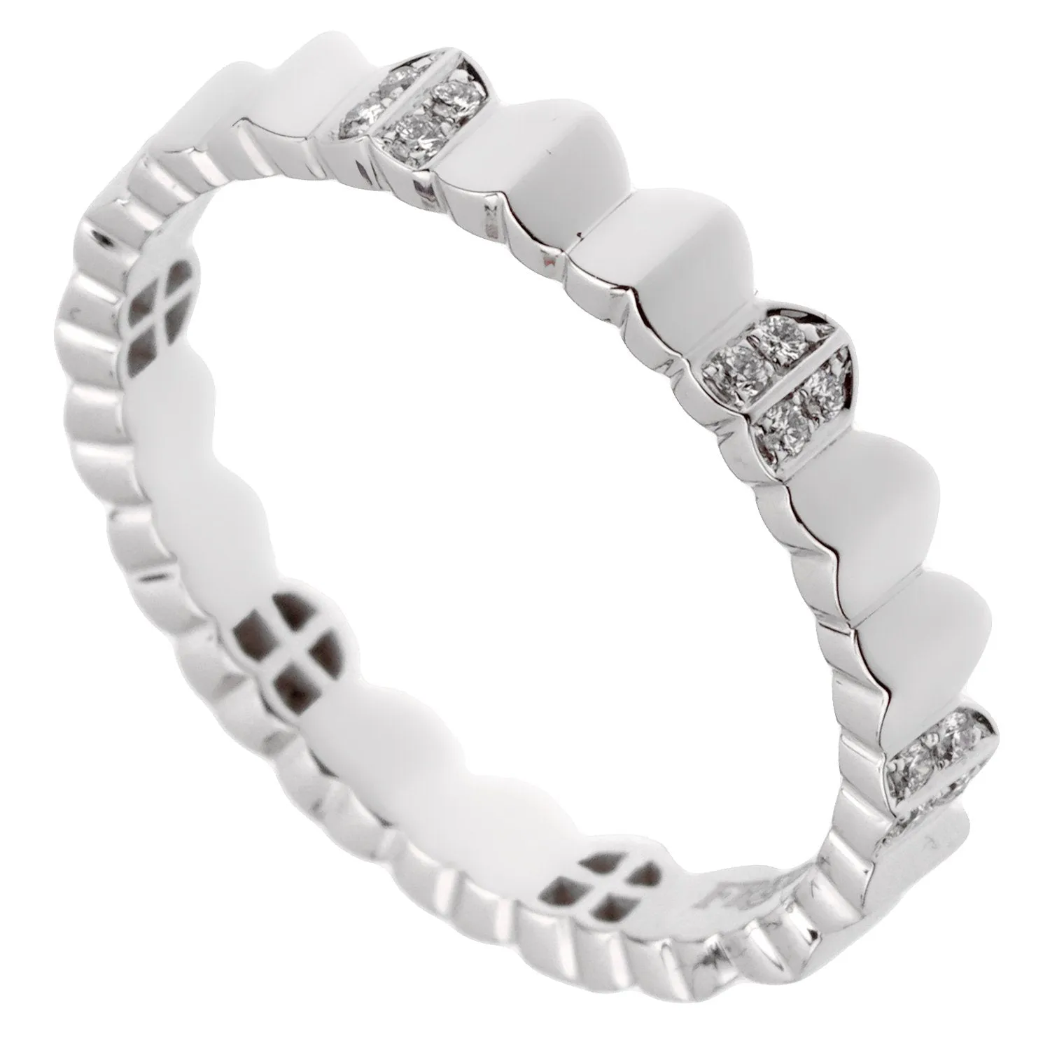 Fred of Paris Arc Diamond 18k White Gold Band Ring Sz 6