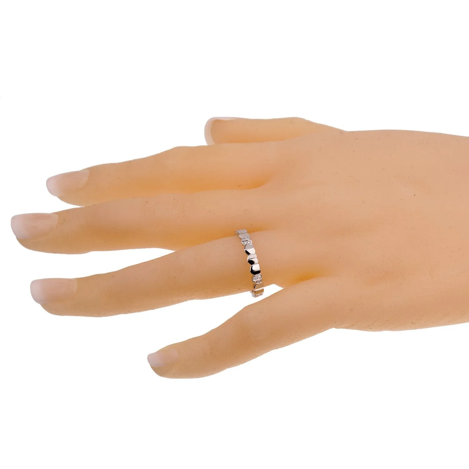 Fred of Paris Arc Diamond 18k White Gold Band Ring Sz 6