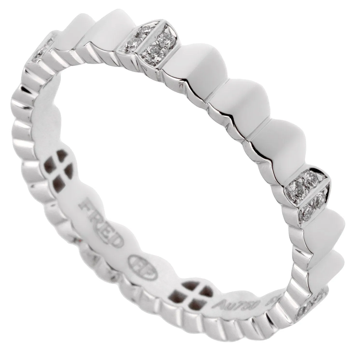 Fred of Paris Arc Diamond 18k White Gold Band Ring Sz 6