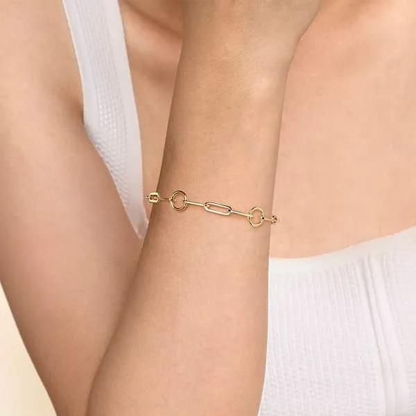 Gabriel & Co. High Polish Classic Chain Link Circle Stations Bracelet