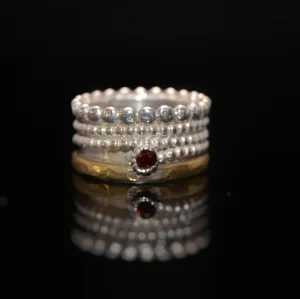 Garnet Silver and Brass Ring