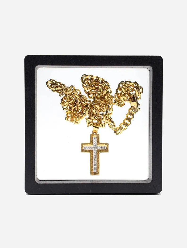 GD Iced Gold Cross Pendant