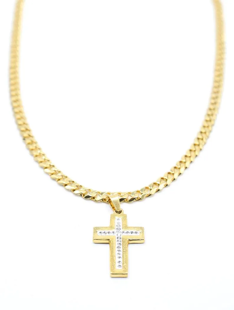 GD Iced Gold Cross Pendant
