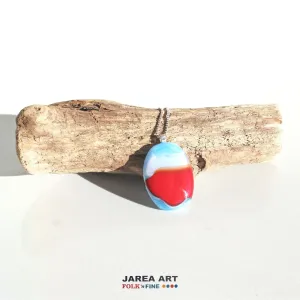Glass Pendant Blue Red White