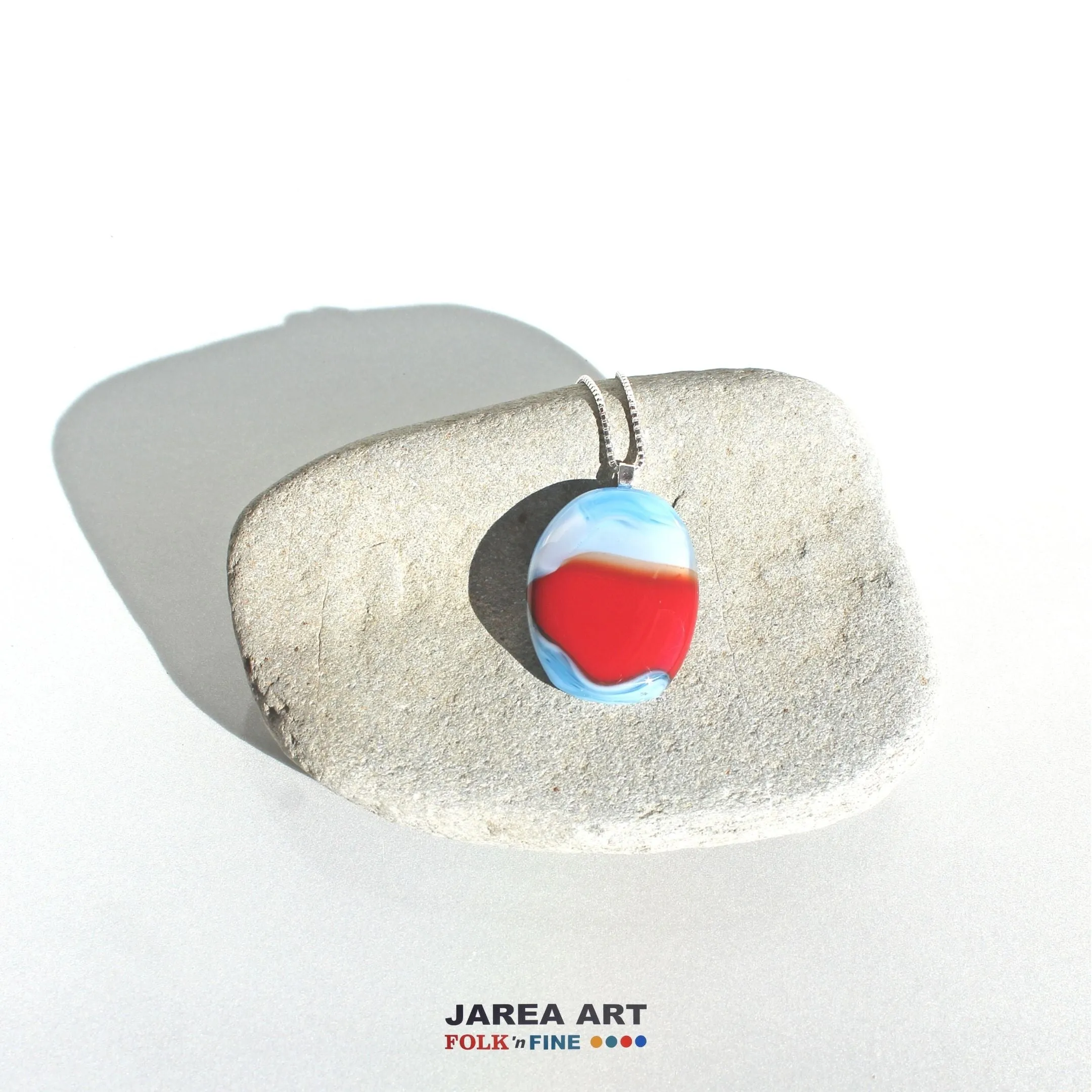 Glass Pendant Blue Red White