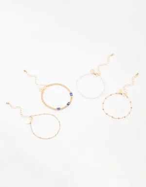 Gold Bag Chain Bracelet 4-Pack