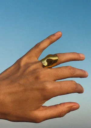 Gold Brass Moai Ring