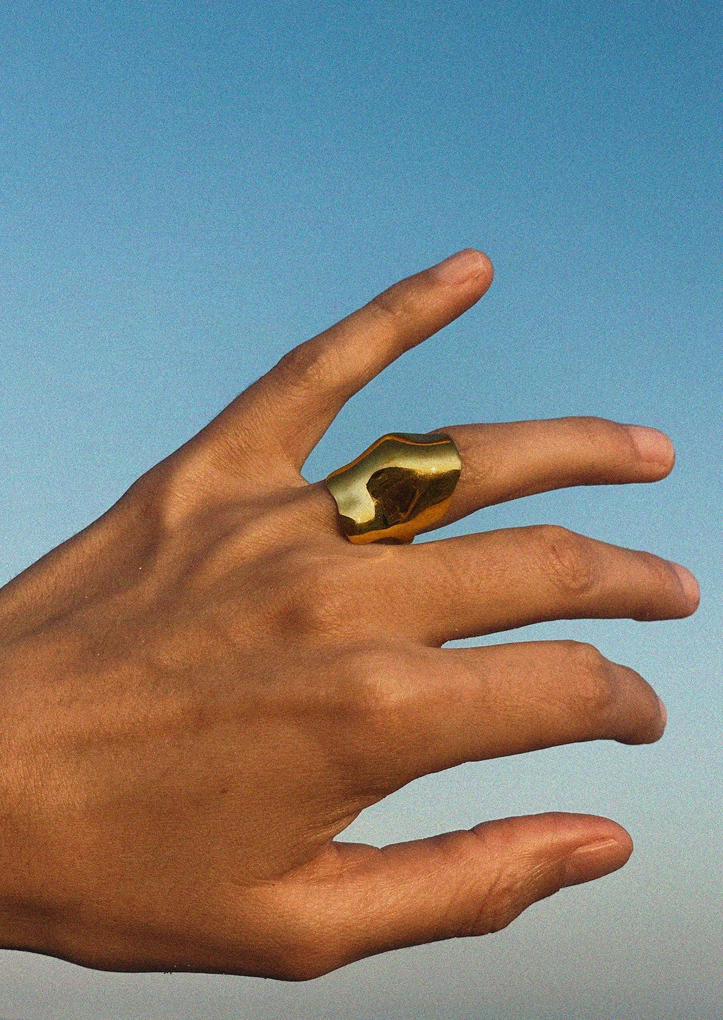 Gold Brass Moai Ring