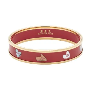 Halcyon Days "Love Hearts on Red & Gold" Bangle