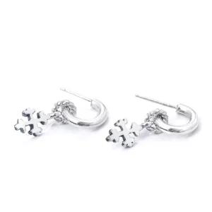Hallmark Hoop Earrings With 16th Century Cross Charms In Sterling Silver, 26mm