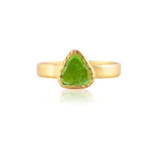 Handcrafted Silver Gold Plated Green Tourmaline Ring