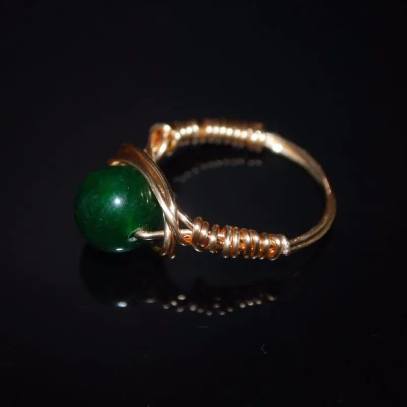 Handmade Emerald With Rose Gold Handcrafted Wire Ring