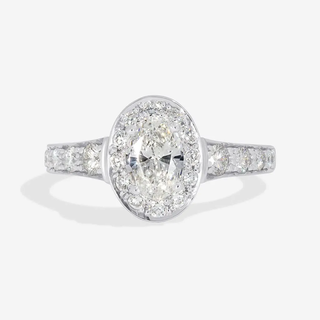 HAZEL | Oval Halo Diamond Set in 18ct White Gold 1.00ct