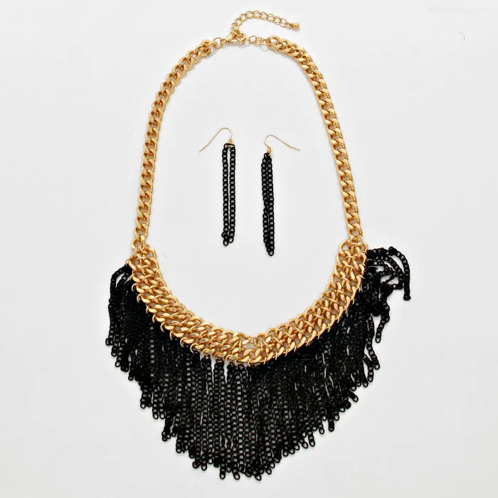 iLLASPARKZ Colored Fringe Bib Necklace