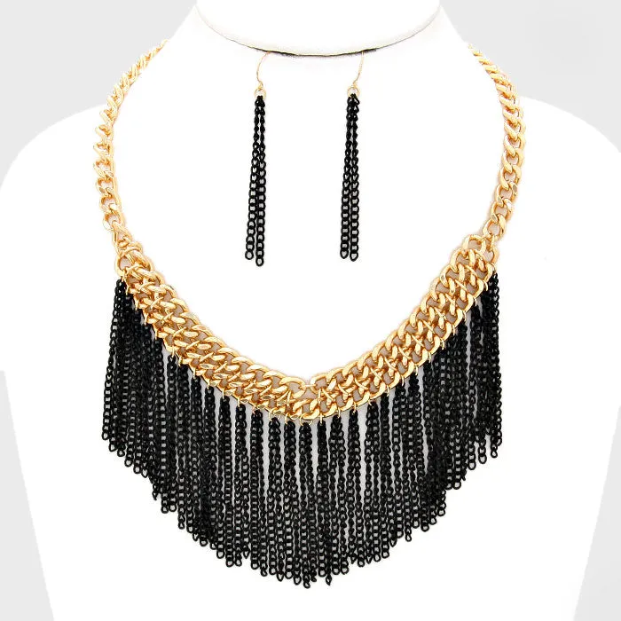 iLLASPARKZ Colored Fringe Bib Necklace