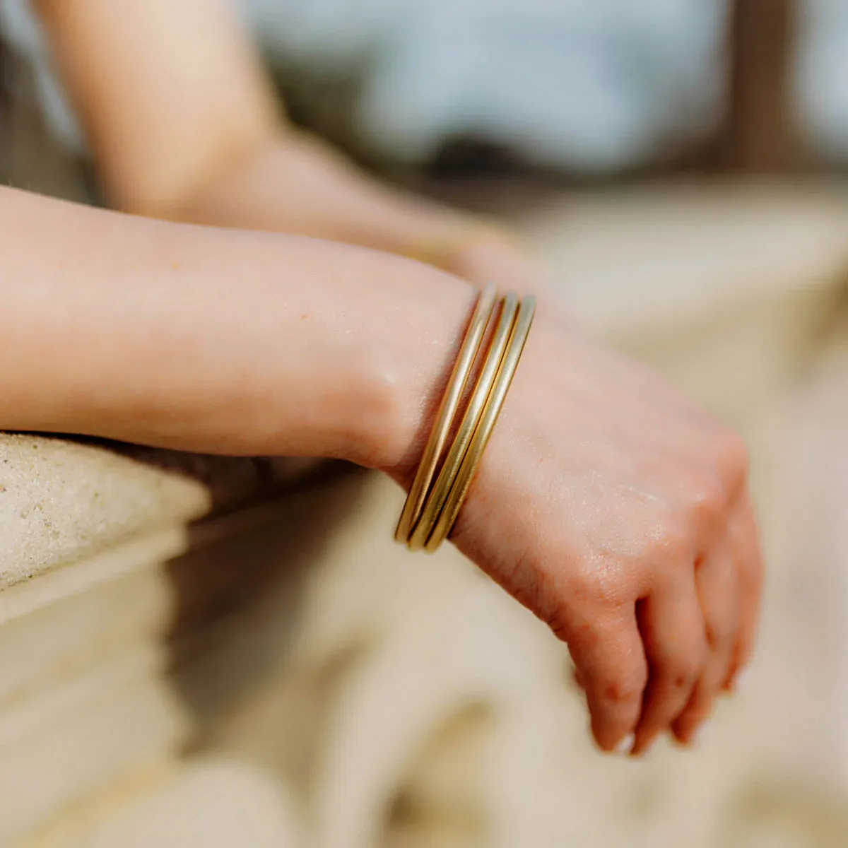 Isla Bangles in Satin Gold - Set of 3