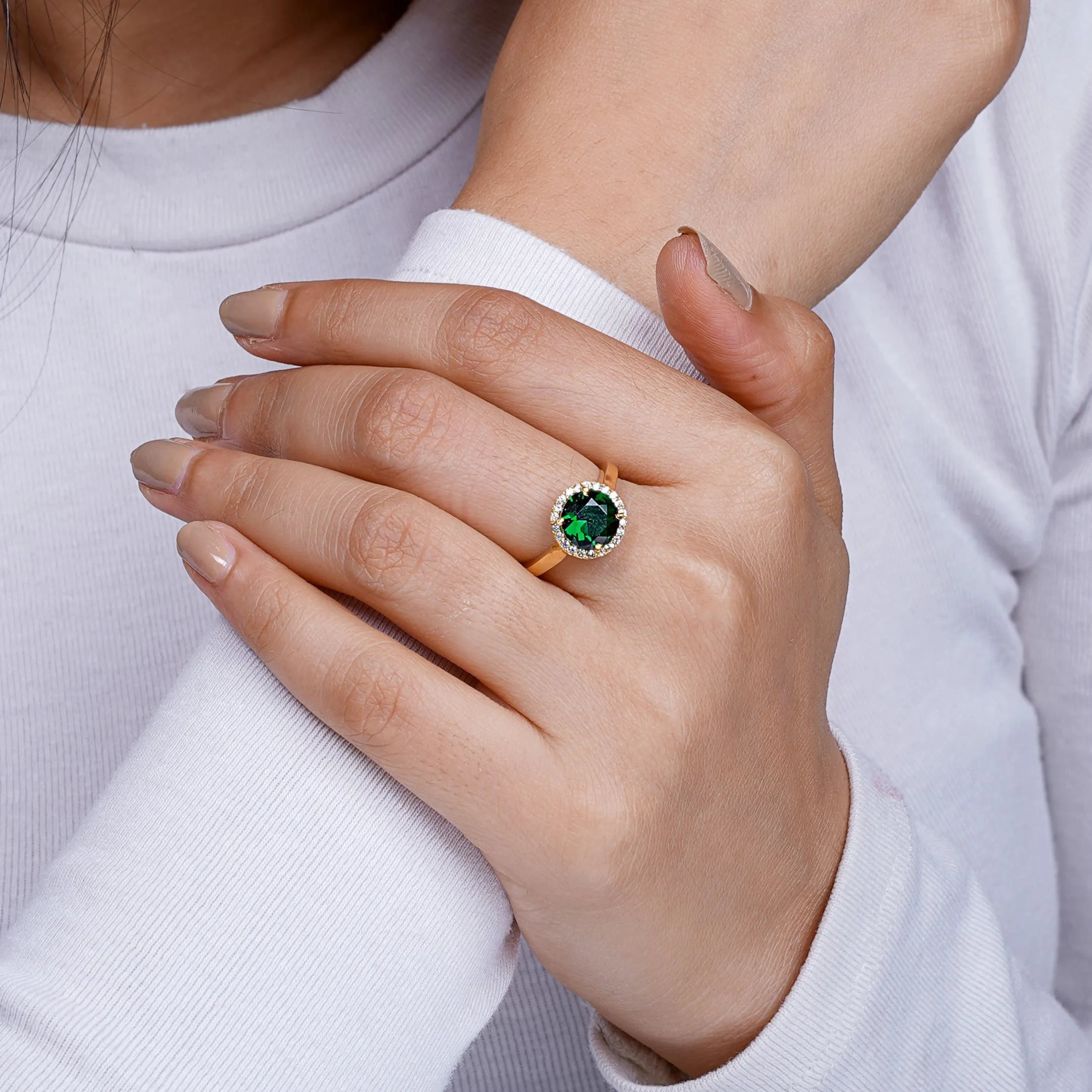 Jivika Emarald 18K Gold Plated Ring