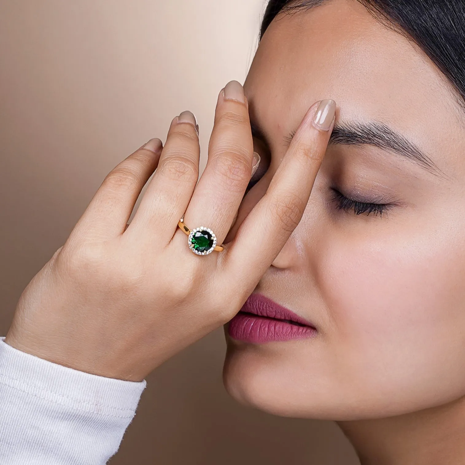 Jivika Emarald 18K Gold Plated Ring
