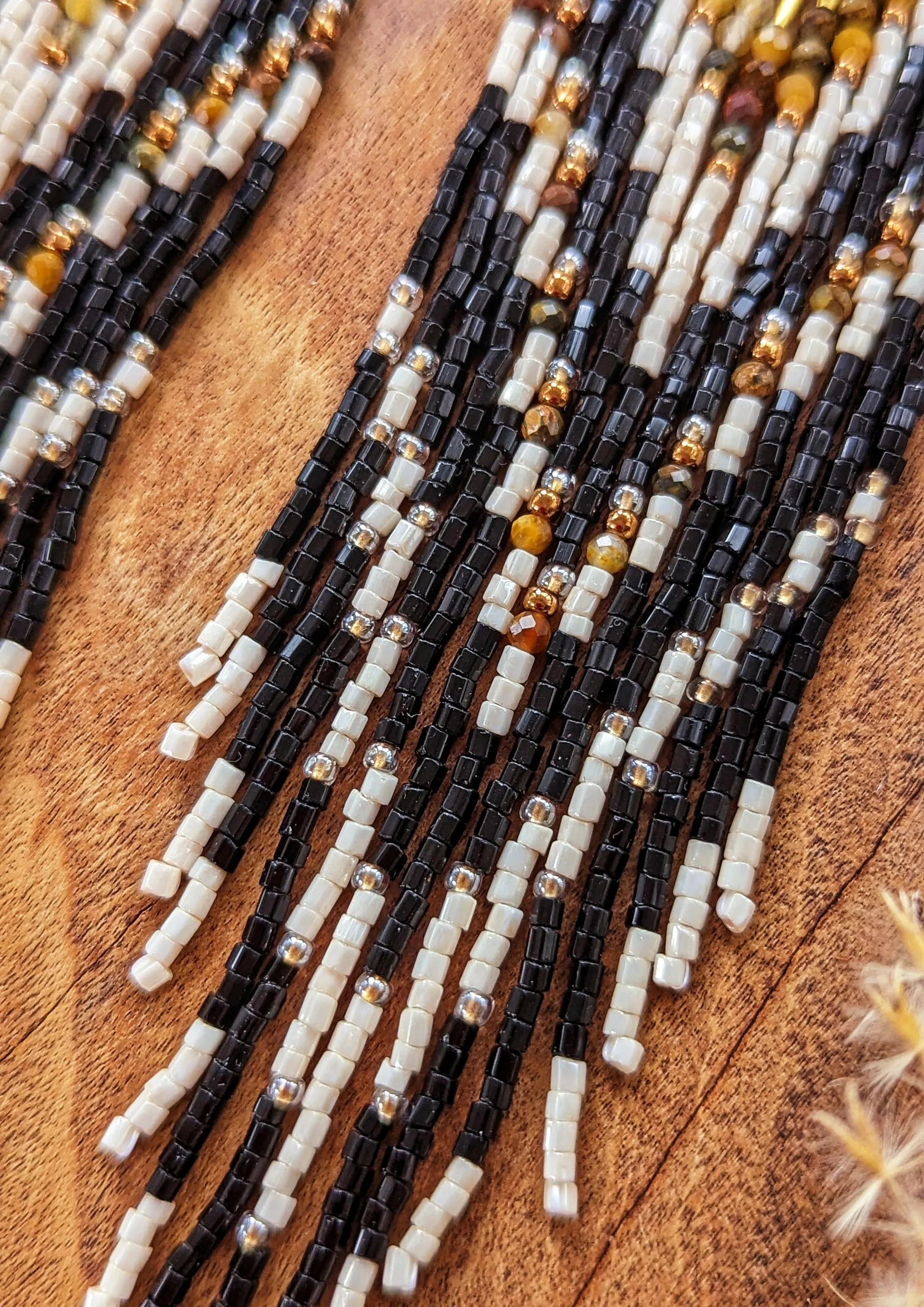 Katherine Black Stone Seed Bead Earrings