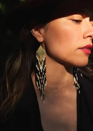 Katherine Black Stone Seed Bead Earrings