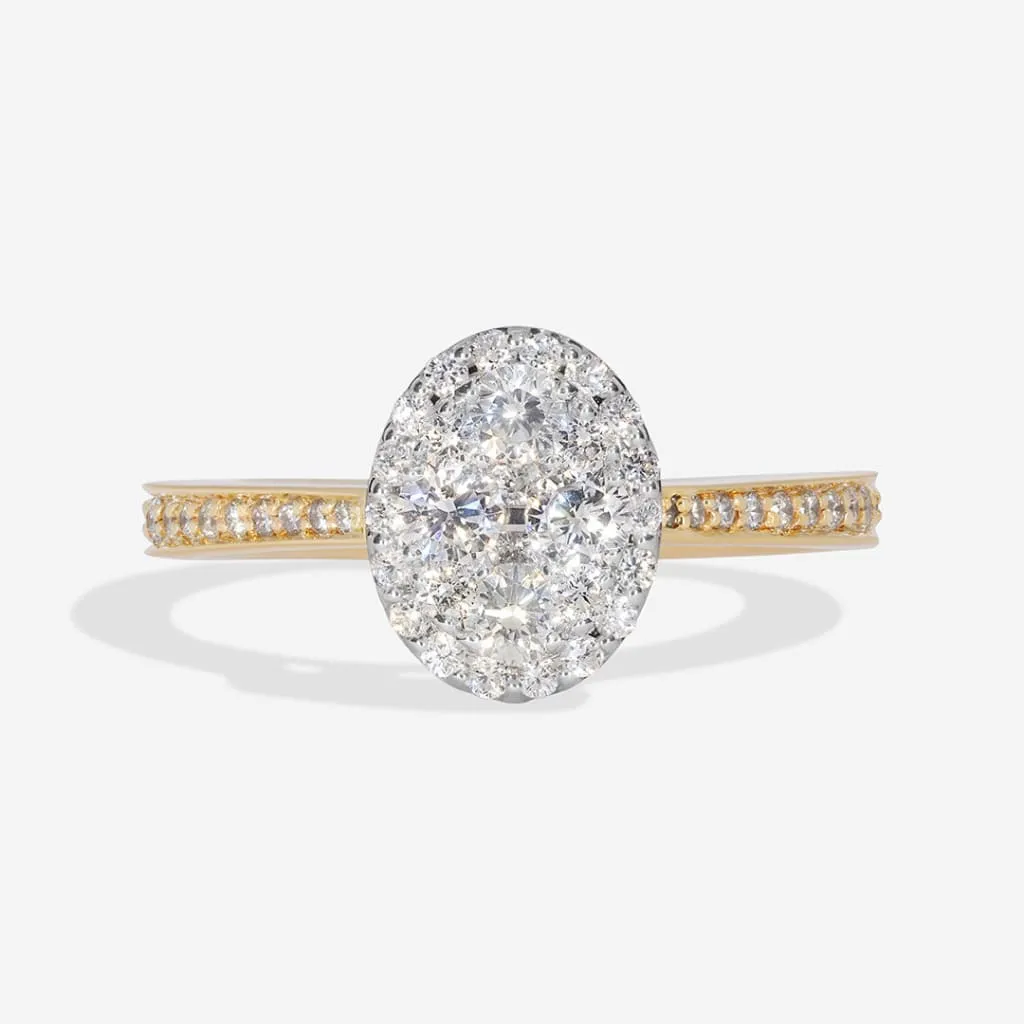 KEELIN | Oval Cluster Diamond Set in 18ct Gold 0.62ct