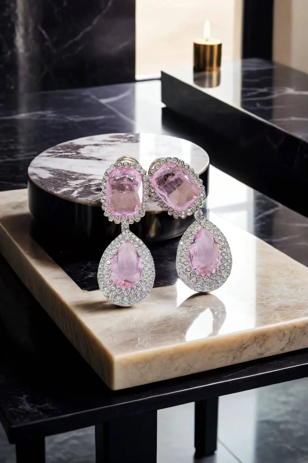Kyna - Teardrop Statement Earrings and Necklace Set
