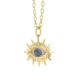 Large Chakra Evil Eye Sapphire Pendant