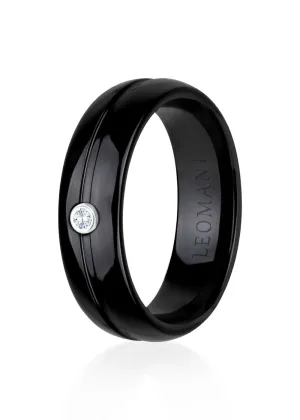 Lav Ring in Black Ceramic and Sterling Silver