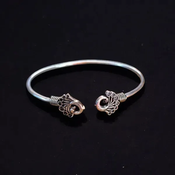 Layla Antique Peacock design Handmade Kada, Silver