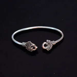 Layla Antique Peacock design Handmade Kada, Silver