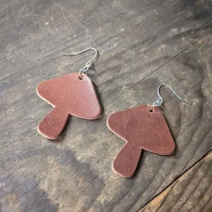 Leather Mushroom Earrings -  Classic Shroom Shape