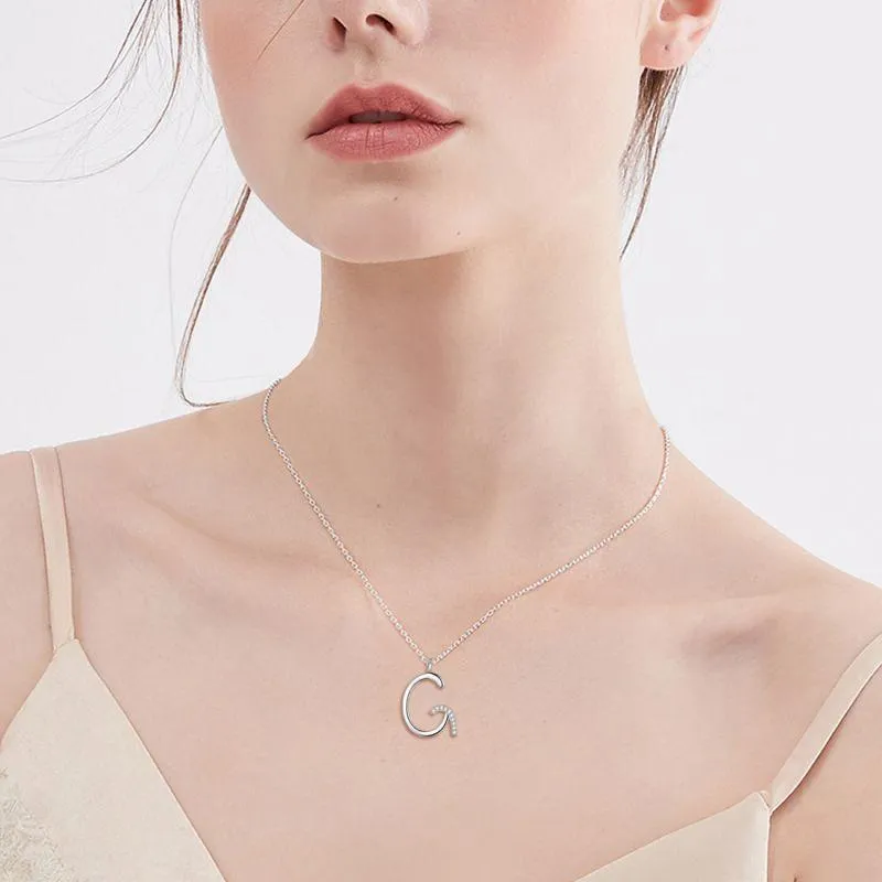 Letter Initial G Necklaces Pendant Women Girls Name Jewelry Gift 925 Sterling Silver