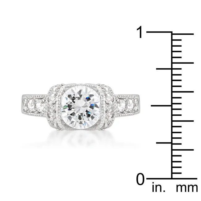 LOVCIA Radiant Silver-Tone Tension Set Cubic Zirconia Engagement Ring