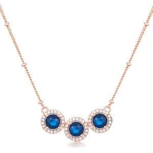 LOVCIA Rose Goldtone Sapphire Blue CZ Triple-Halo Pendant