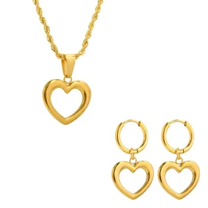 Love Hollow Pendant Classic Romantic Necklace Earrings