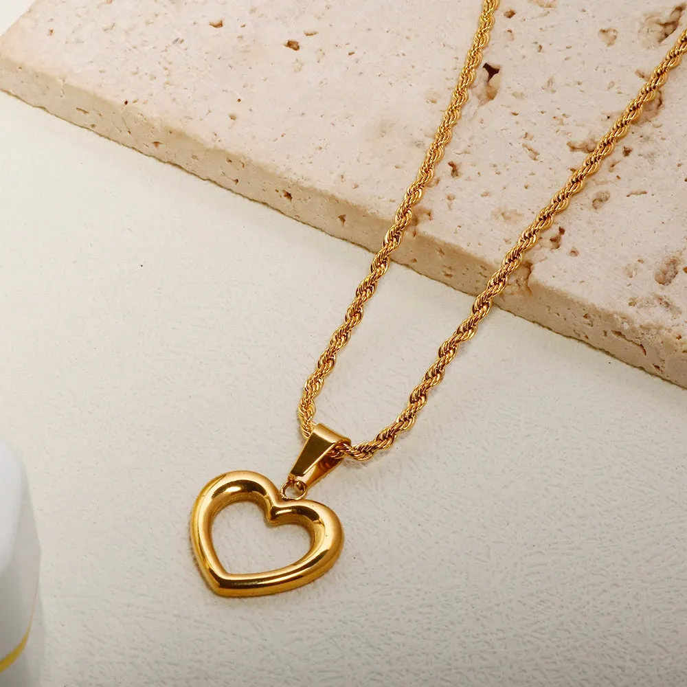 Love Hollow Pendant Classic Romantic Necklace Earrings