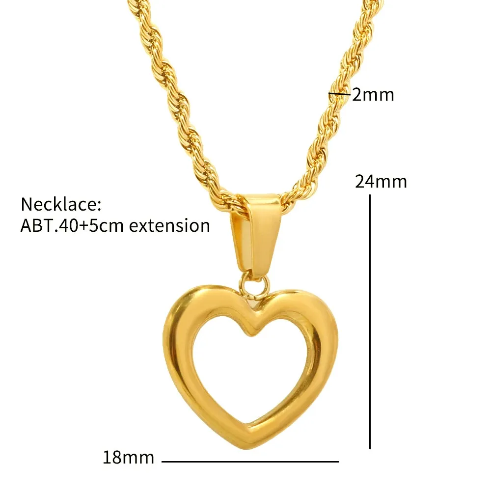 Love Hollow Pendant Classic Romantic Necklace Earrings