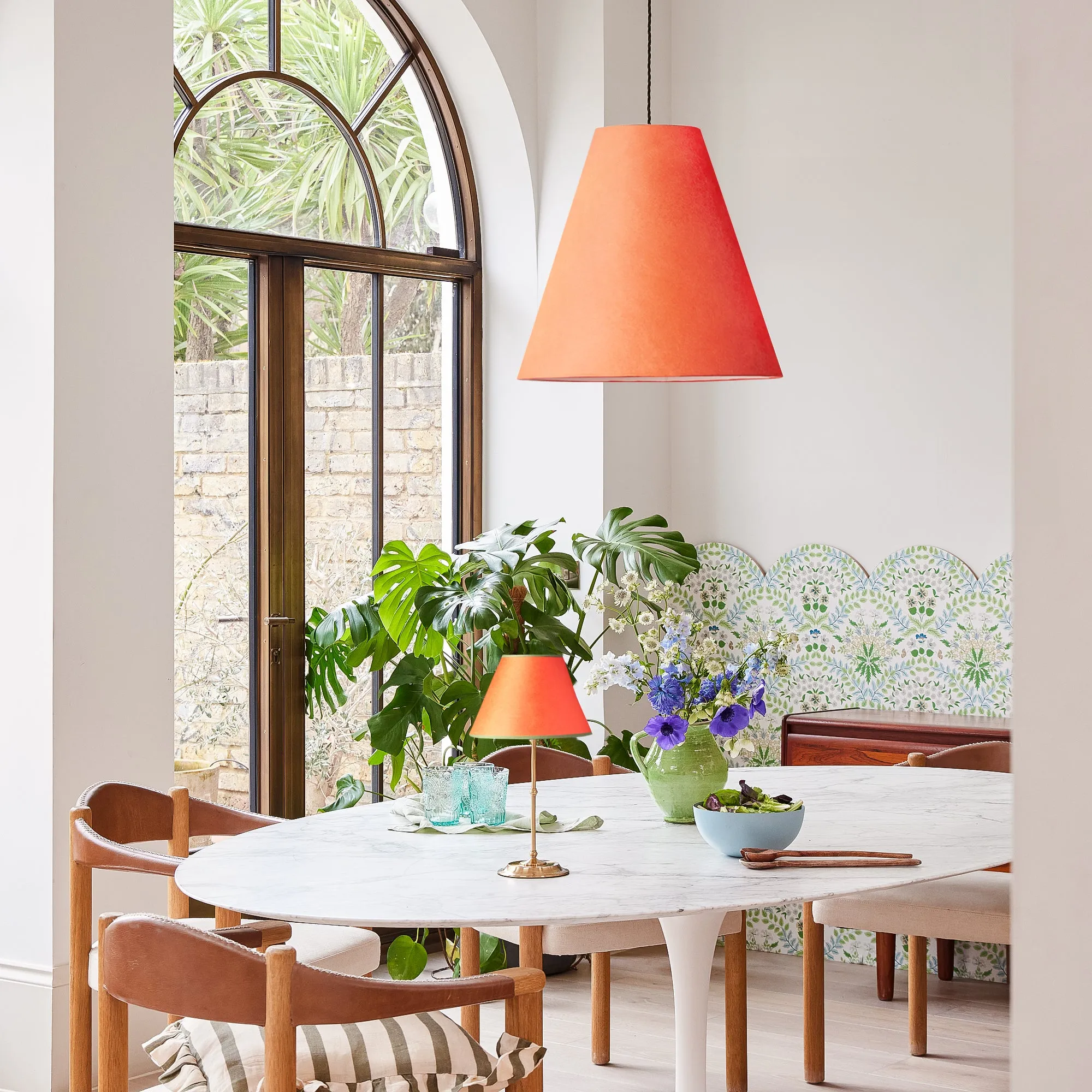 Lutine pendant shade in Papaya hand made parchment