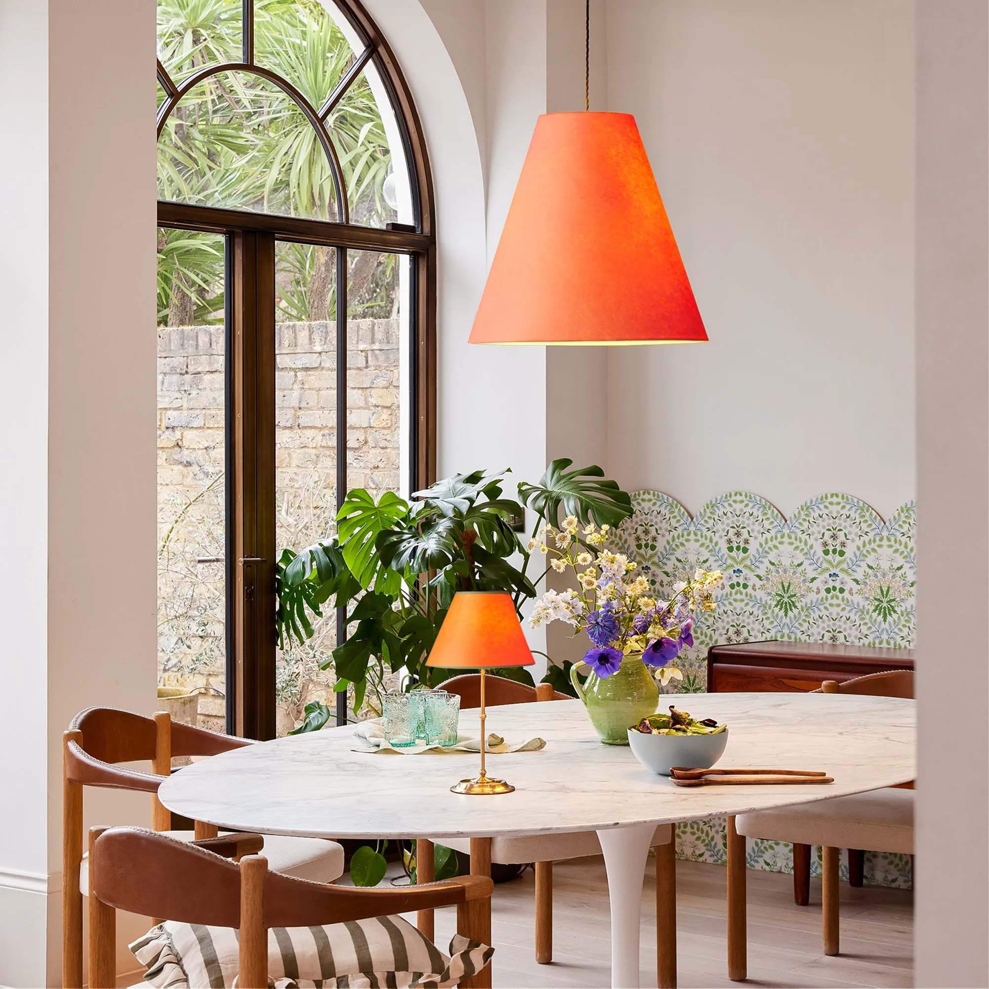 Lutine pendant shade in Papaya hand made parchment