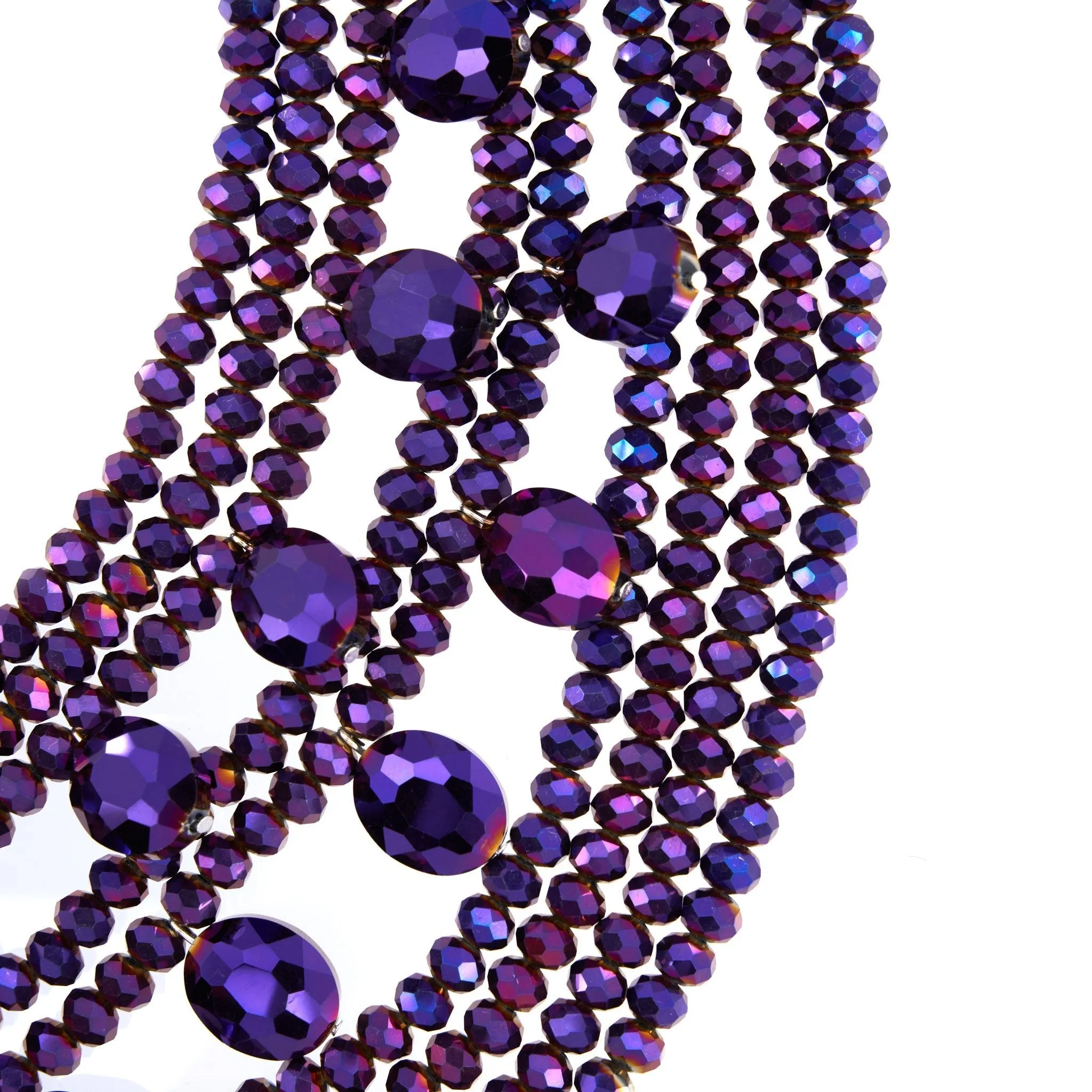 Malia Glass Sparkler Necklace - Dark Purple (Detachable Layers)