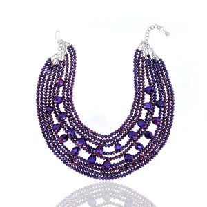 Malia Glass Sparkler Necklace - Dark Purple (Detachable Layers)