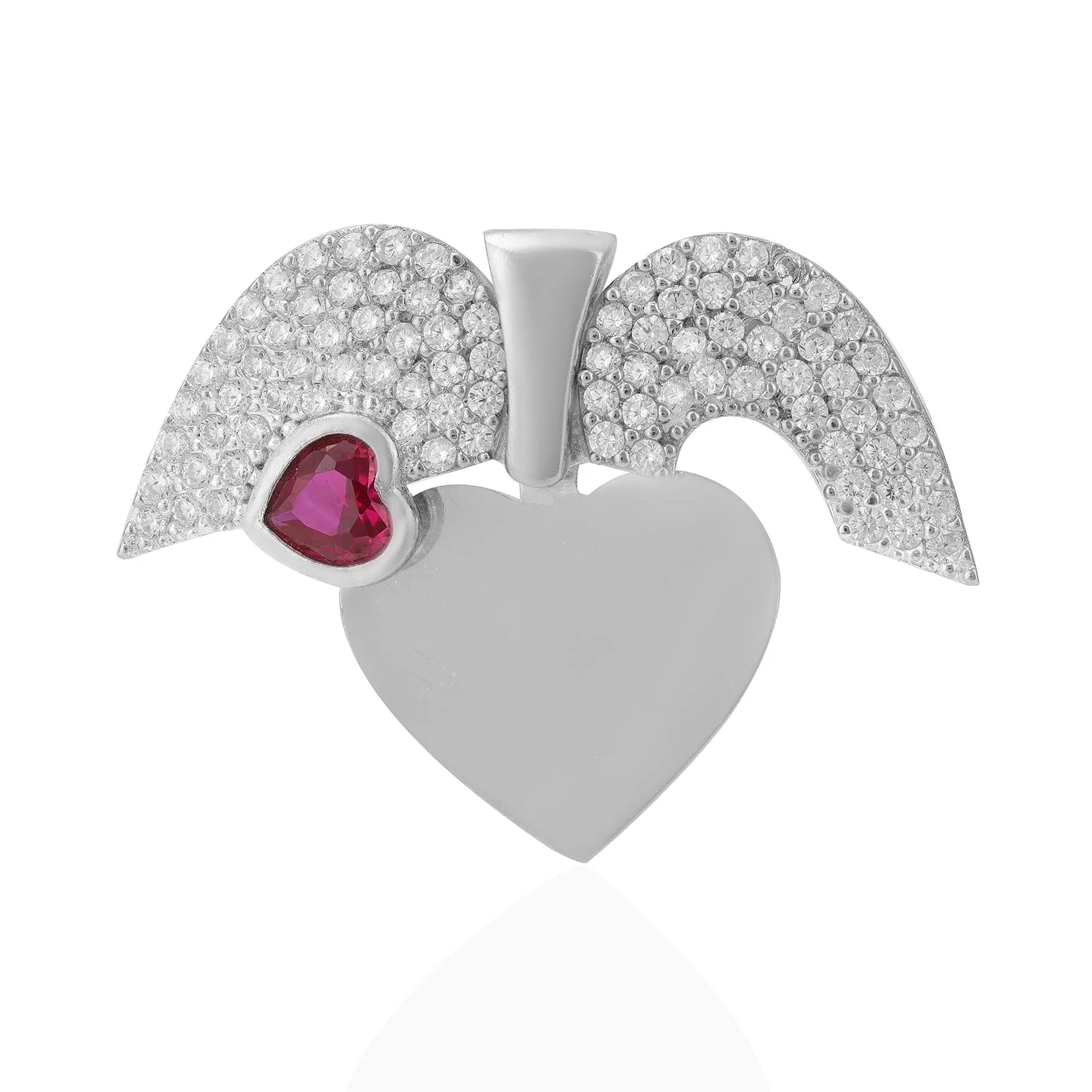 Maroon Desire Heart Rhodium Plated Sparkling Pendants