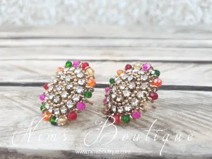 Medium Royal Antique Gold & Multicolour Stud earrings